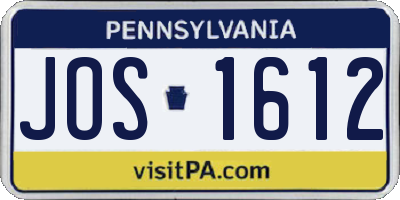 PA license plate JOS1612