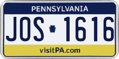 PA license plate JOS1616