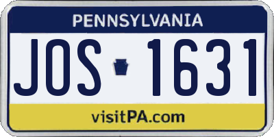 PA license plate JOS1631