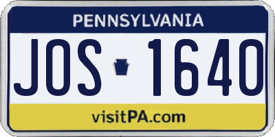 PA license plate JOS1640