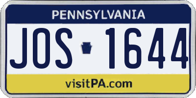 PA license plate JOS1644