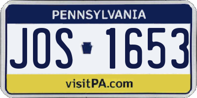 PA license plate JOS1653