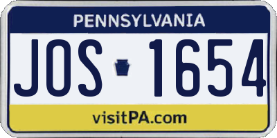 PA license plate JOS1654