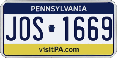 PA license plate JOS1669