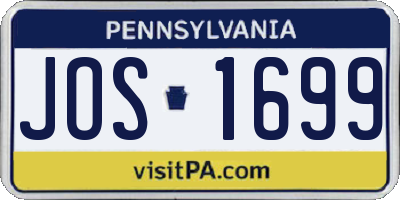 PA license plate JOS1699