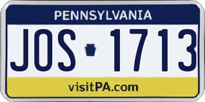 PA license plate JOS1713