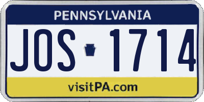 PA license plate JOS1714