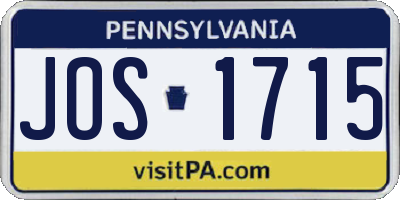 PA license plate JOS1715