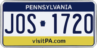 PA license plate JOS1720