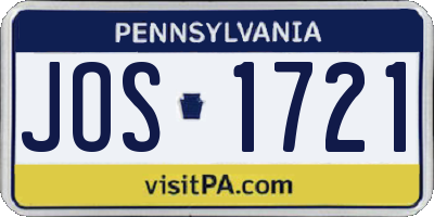 PA license plate JOS1721