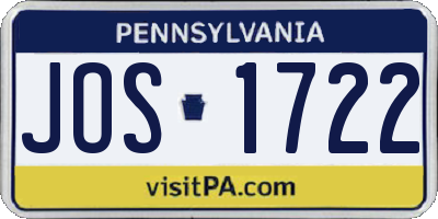 PA license plate JOS1722