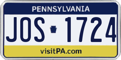 PA license plate JOS1724