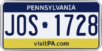 PA license plate JOS1728