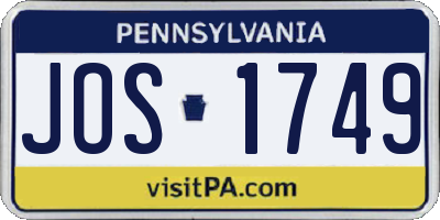 PA license plate JOS1749