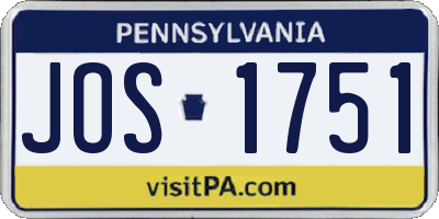PA license plate JOS1751