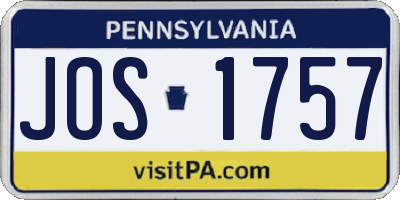 PA license plate JOS1757