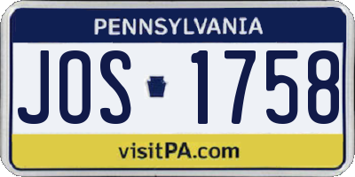 PA license plate JOS1758