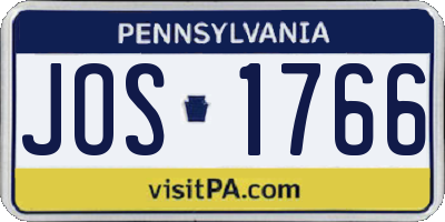 PA license plate JOS1766
