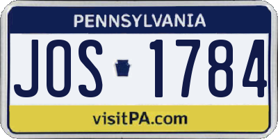 PA license plate JOS1784