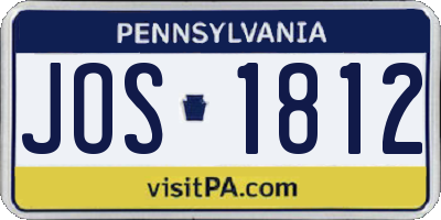 PA license plate JOS1812