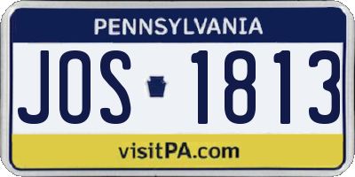 PA license plate JOS1813