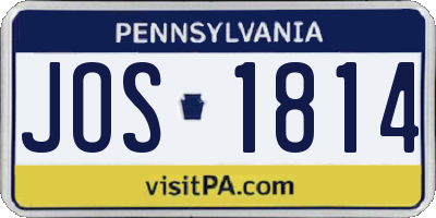 PA license plate JOS1814