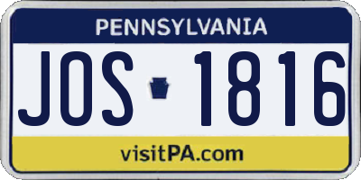 PA license plate JOS1816