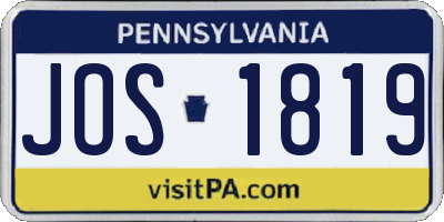 PA license plate JOS1819