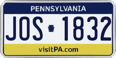 PA license plate JOS1832