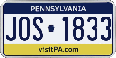 PA license plate JOS1833