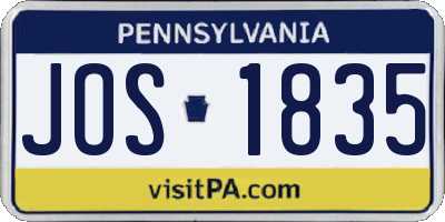 PA license plate JOS1835
