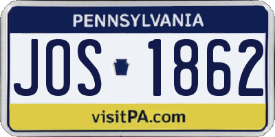 PA license plate JOS1862