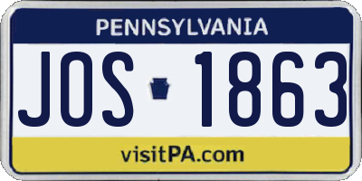 PA license plate JOS1863