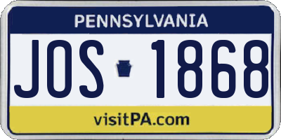 PA license plate JOS1868