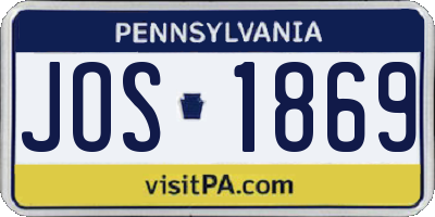 PA license plate JOS1869