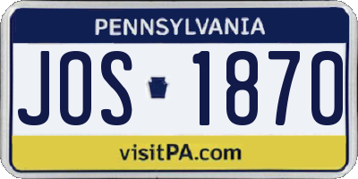 PA license plate JOS1870
