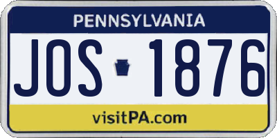 PA license plate JOS1876