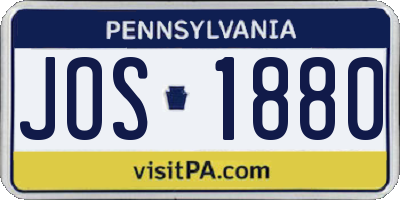 PA license plate JOS1880