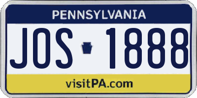PA license plate JOS1888
