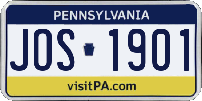 PA license plate JOS1901