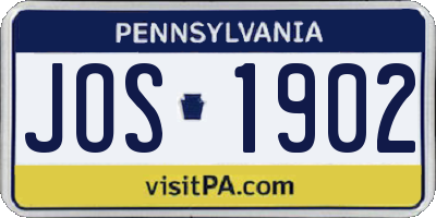 PA license plate JOS1902