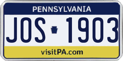 PA license plate JOS1903