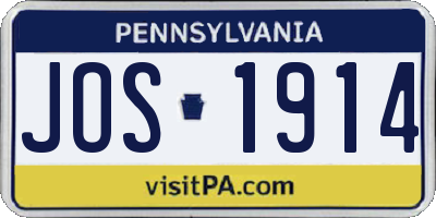 PA license plate JOS1914
