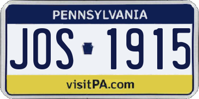 PA license plate JOS1915