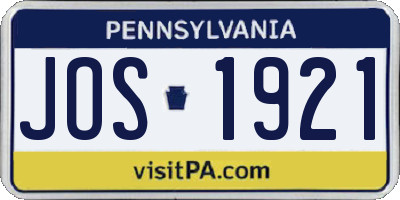 PA license plate JOS1921