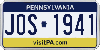 PA license plate JOS1941