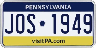 PA license plate JOS1949