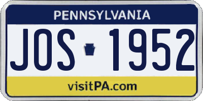 PA license plate JOS1952