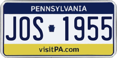 PA license plate JOS1955