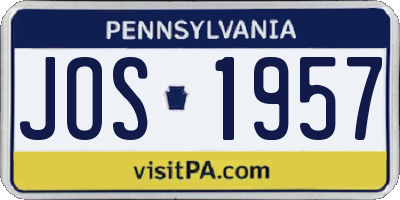 PA license plate JOS1957